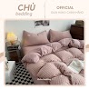 Bộ Chăn Ga Gối Cotton Đũi: Sọc Basic Full 6 Tone Màu