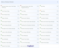 Sizzly Chicken menu 2