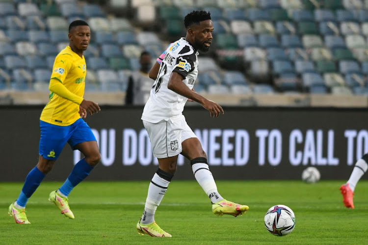 Mduduzi Mdantsane of Cape Town City during the MTN8 final match against Mamelodi Sundowns at Moses Mabhida Stadium on October 30, 2021 in Durban, South Africa.