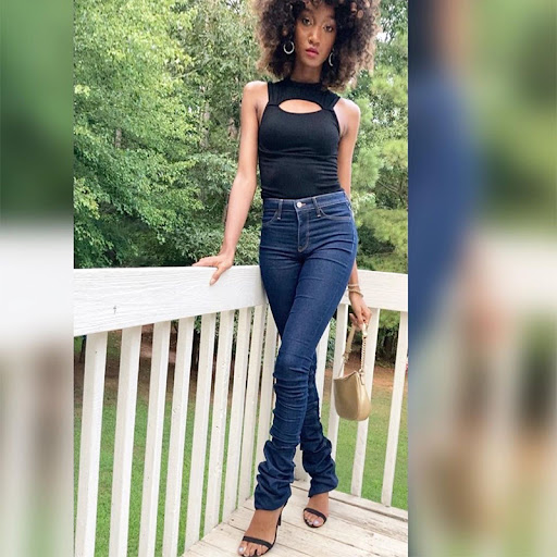 Title 11, Womens Ruched Denim Blue High Waist Stacked Pa...