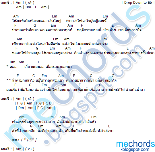 คอร์ดเพลง-น้ำตาบักหน้าโง่-เด่นชัย วงศ์สามารถ