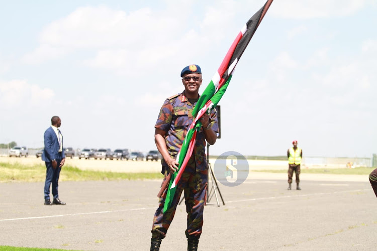 Chief of Defence Forces Francis Ogolla when he went to receive KDF troop from the Democratic Republic of Congo after they arrived at the Embakasi Garrison in Nairobi on December 21, 2023.