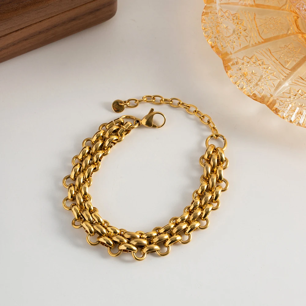 Title 2, Titanium stalen 18K gouden geometrische ketting...