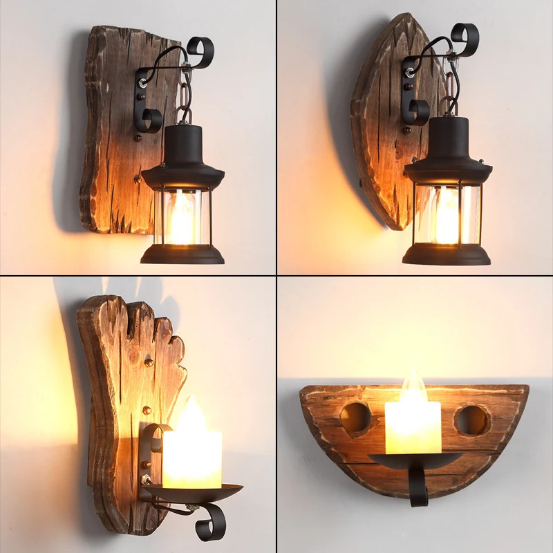 Applique murale bateau rétro nostalgique style industriel en bois pour une ambiance chaleureuse et un éclairage décoratif unique