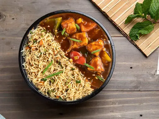 Veg Fried Rice + Chilly Paneer Gravy Bowl