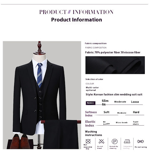 Title 9, Dark Green Mens Three-Piece Suit Korean Slim F...