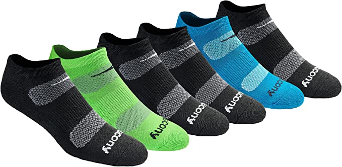 Saucony Men's Multi-Pack Mesh Ventilating Comfort Fit Performance No-Show Socks