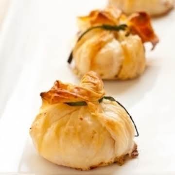 Creamy herb shrimp stuffed mushroom purses