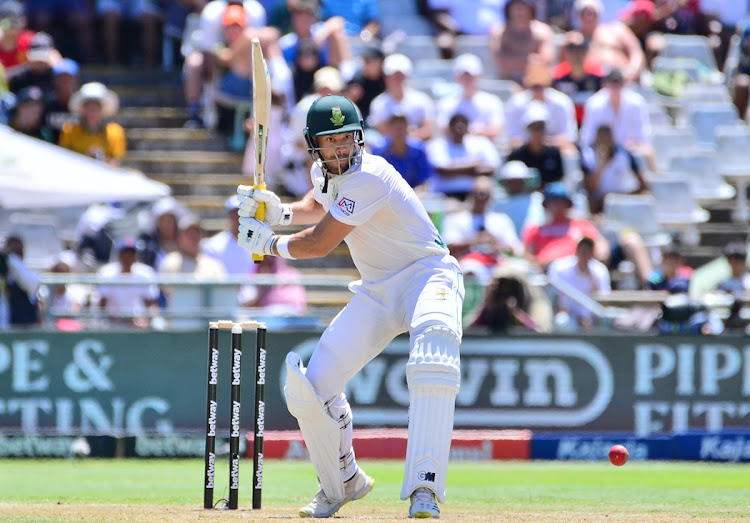 Aiden Markram bats for South Africa on day two of the second Test against India at Newlands on Thursday.