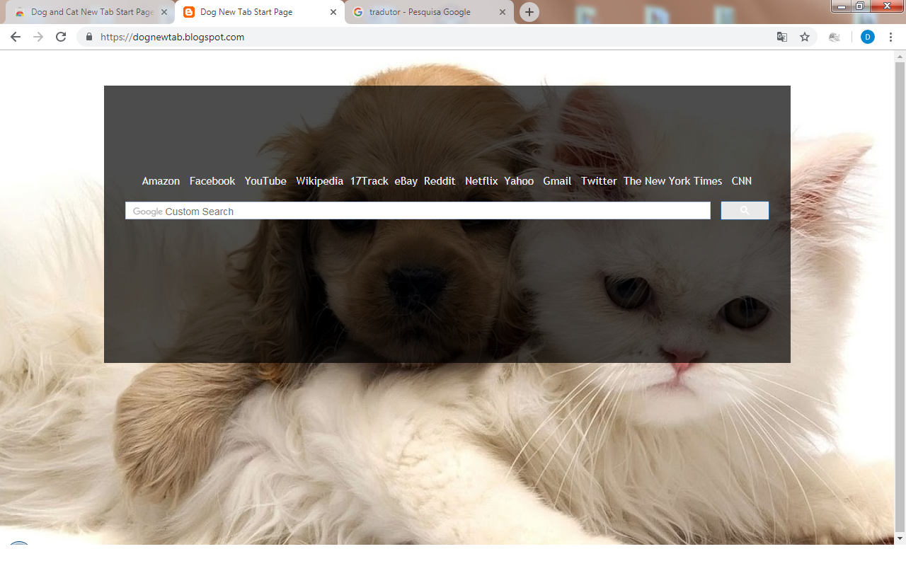 Dog and Cat New Tab Start Page Theme Preview image 1