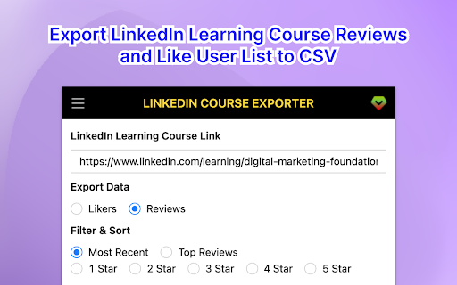 Course Reviews Export for LinkedIn™️