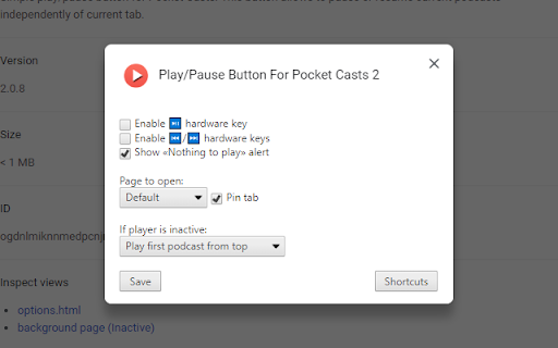 Play/Pause Button For Pocket Casts 2