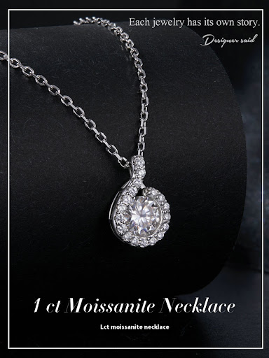 Title 5, Light Luxury Sterling Silver Necklace with 1 Ca...