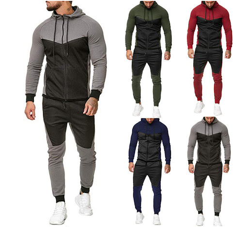 Title 4, Mens Zipper Stitching Long-sleeved Hooded Top ...