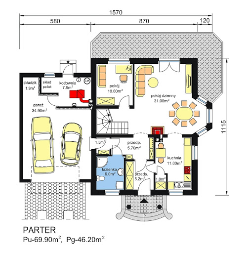 BW-23 garaż 2 stanowiskowy - Rzut parteru