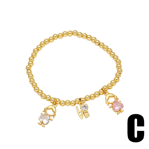 Title 5, Gold-plated girl pendant bracelet with inlaid h...