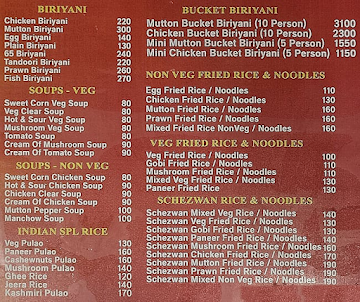 R R Restaurant menu 