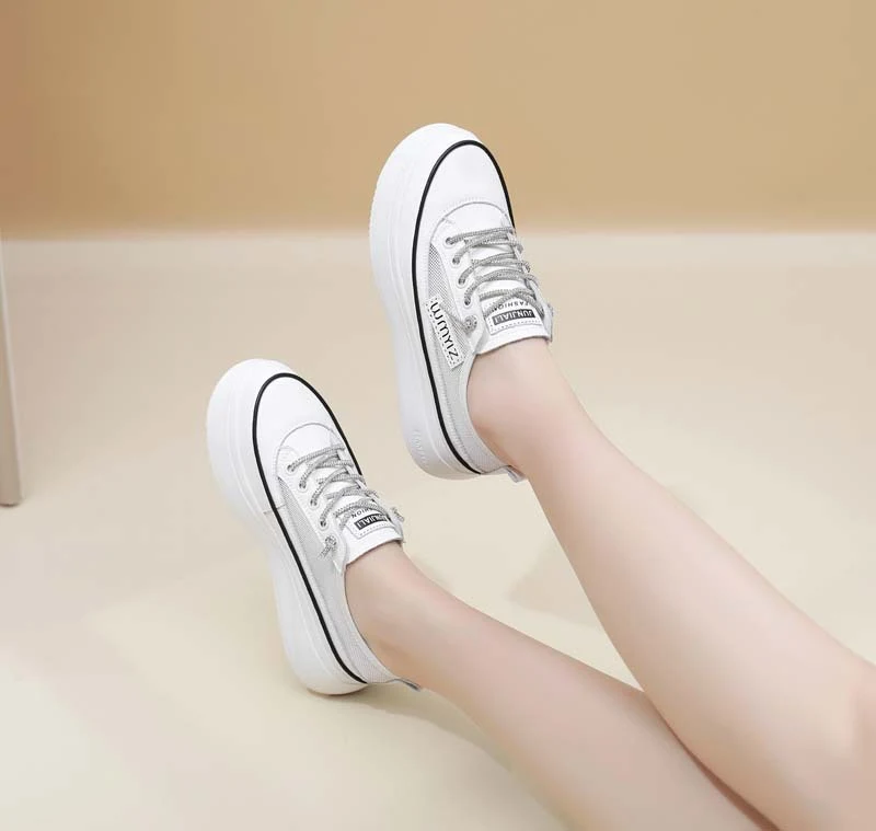 Title 11, Chaussures Blanches en Cuir, Semelle Épaisse et...