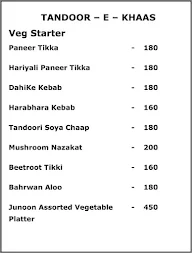 Junoon menu 1