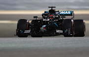 George Russell of Great Britain driving the (63) Mercedes AMG Petronas F1 Team Mercedes W11 on track during practice ahead of the F1 Grand Prix of Sakhir at Bahrain International Circuit on December 04, 2020 in Bahrain, Bahrain.