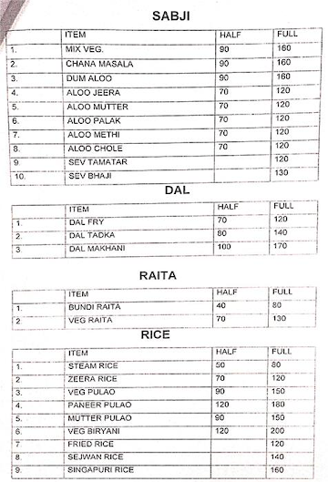 Shree Gurukripa Restaurant menu 