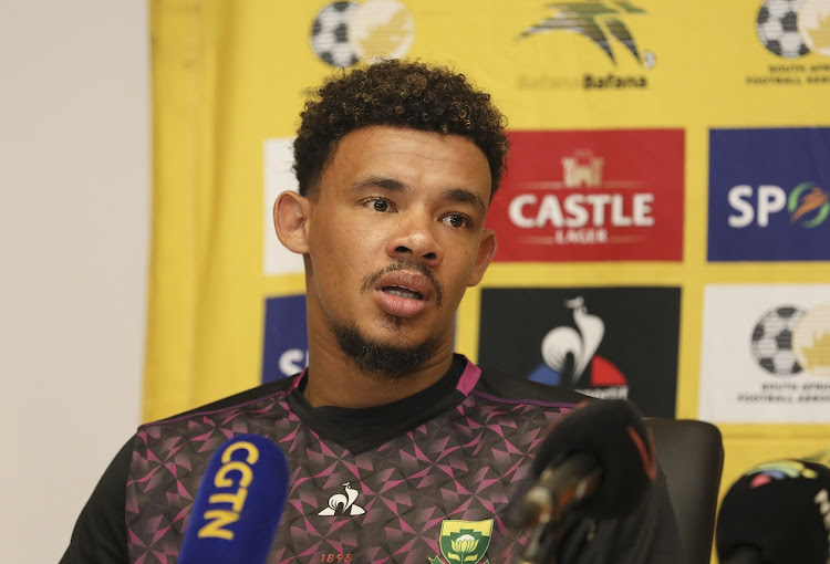 Bafana Bafana captain Ronwen Williams during a press conference at FNB Stadium on March 20.