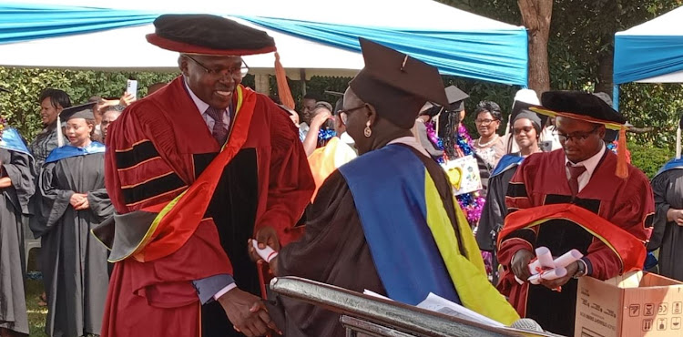 Mr. George Maina, the Founder of Milestone Institute of Professional Studies during a second graduation ceremony on 21/07/2023