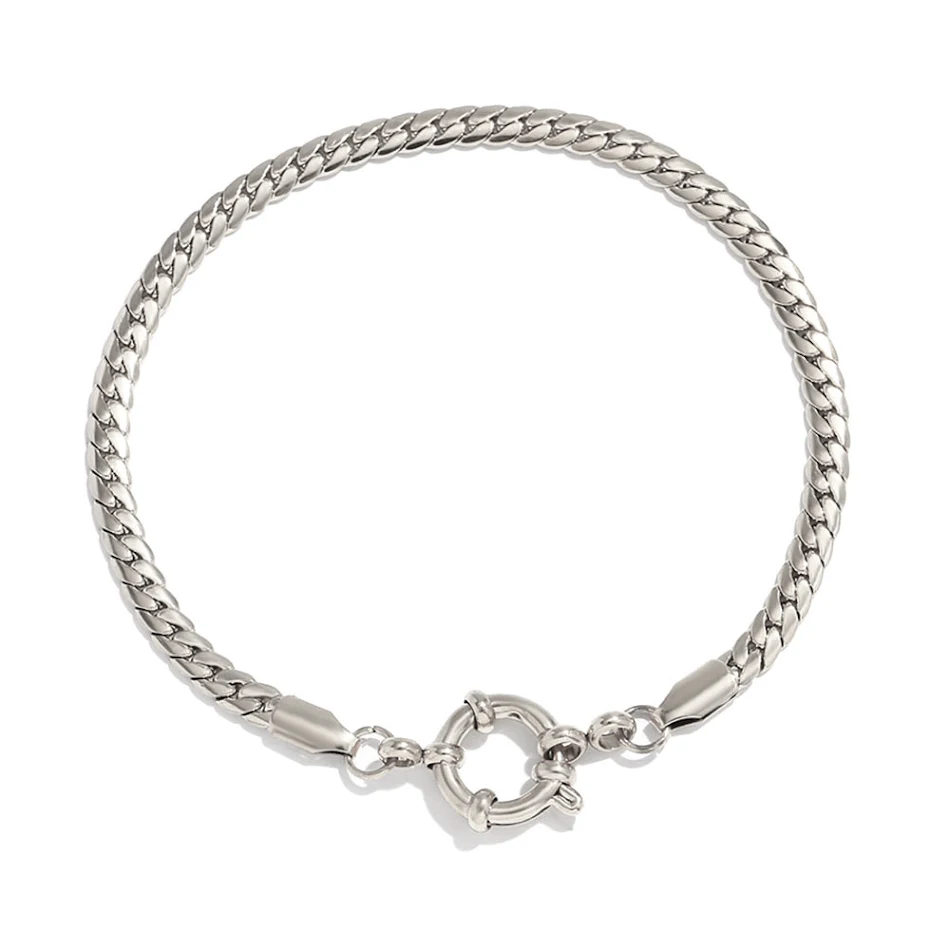 Chaîne simple tendance européenne et américaine, acier inoxydable, plaqué or 18K, fermoir fronde, bijou femme.