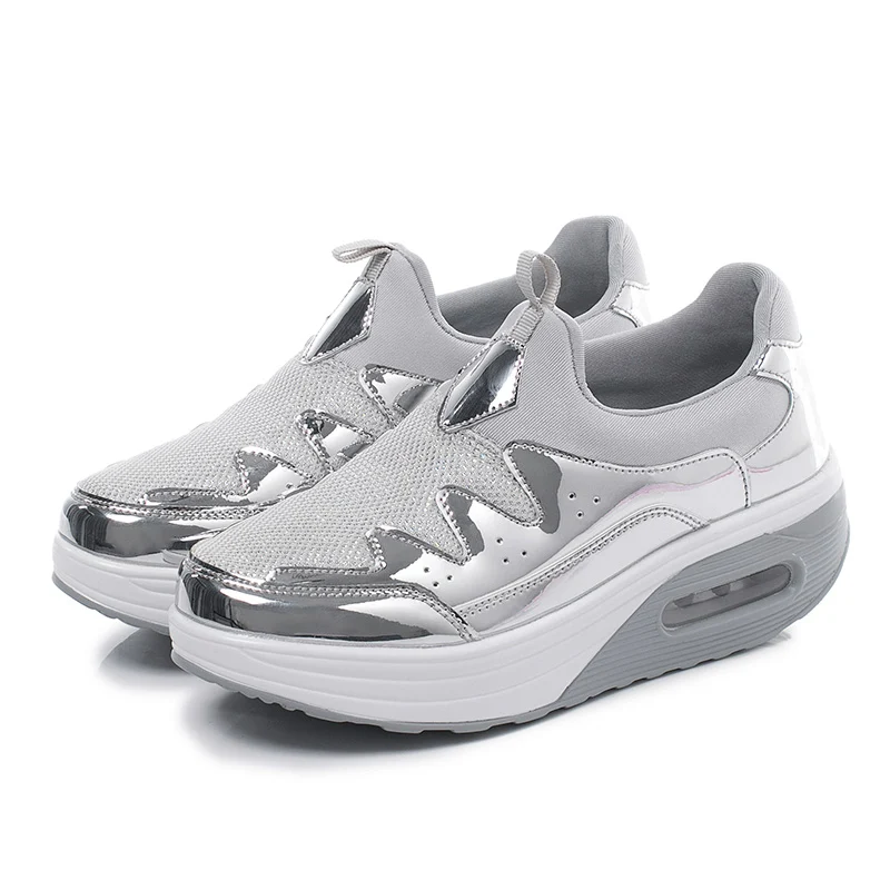 Air Cushion Rocking Schuhe Damen Glatte Oberfläche Erhöhen Freizeit Reise Laufen Komfort und Stil