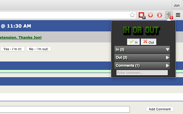 In Or Out chrome extension