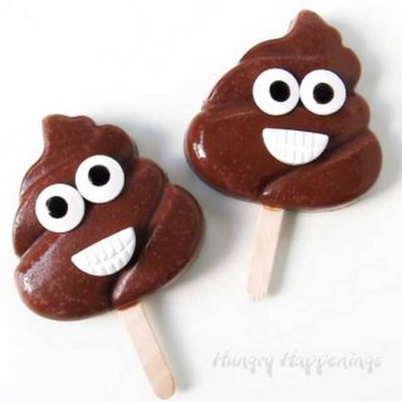 Chocolate Poop Emoji Popsicles