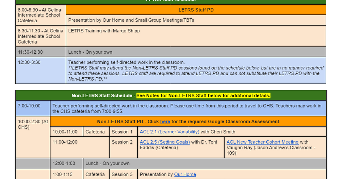 January 3, 2023 Staff PD Schedule