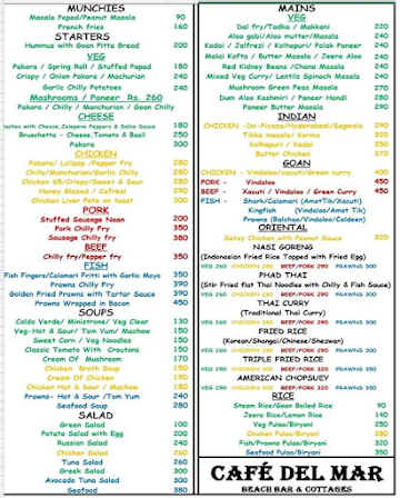 Cafe Del Mar menu 