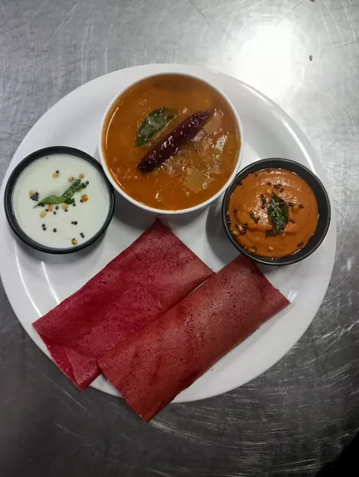 Beetroot Dosa With Aloo Masala Dosa