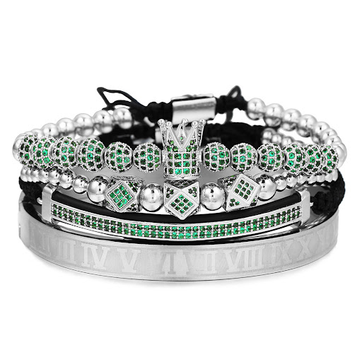 Title 6, Mens Micropaved CZ Diamond Ball Crown Bracelet...