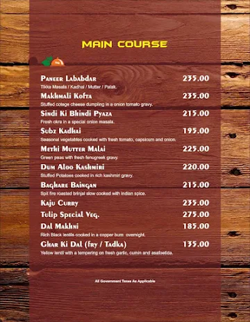 The Tulip Multi Cuisine Restaurant menu 