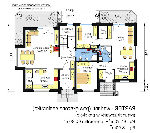 BS-15 dwulokalowy - Rzut parteru - propozycja adaptacji - powiększona senioratka