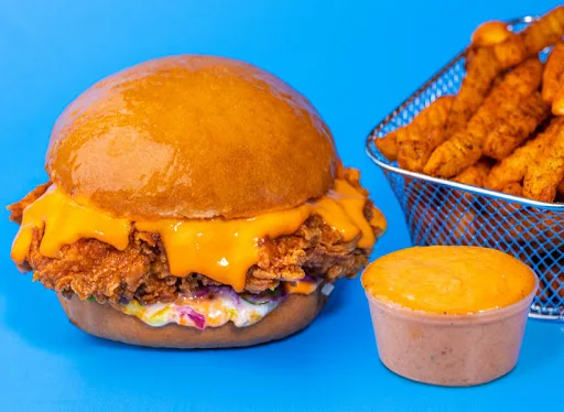 Spicy Buffalo Chicken Burger + Peri Peri Crinkle Fries