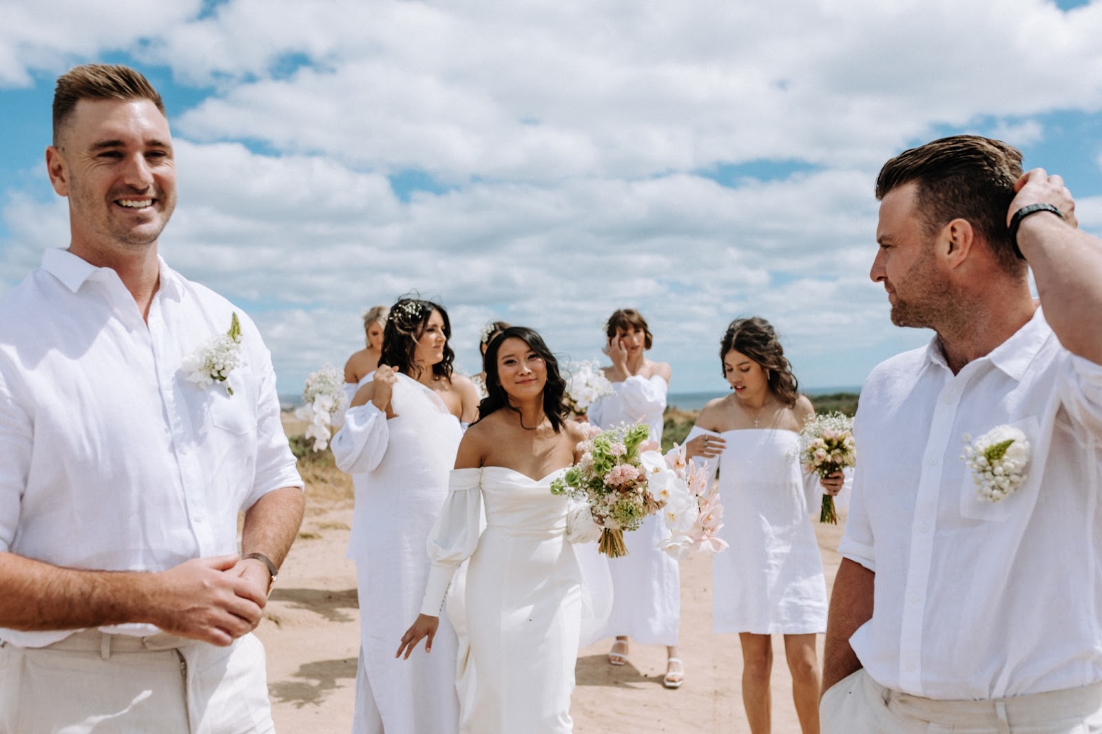 Wedding party before the ceremony captured with a documentary-style wedding photography in Port Willunga