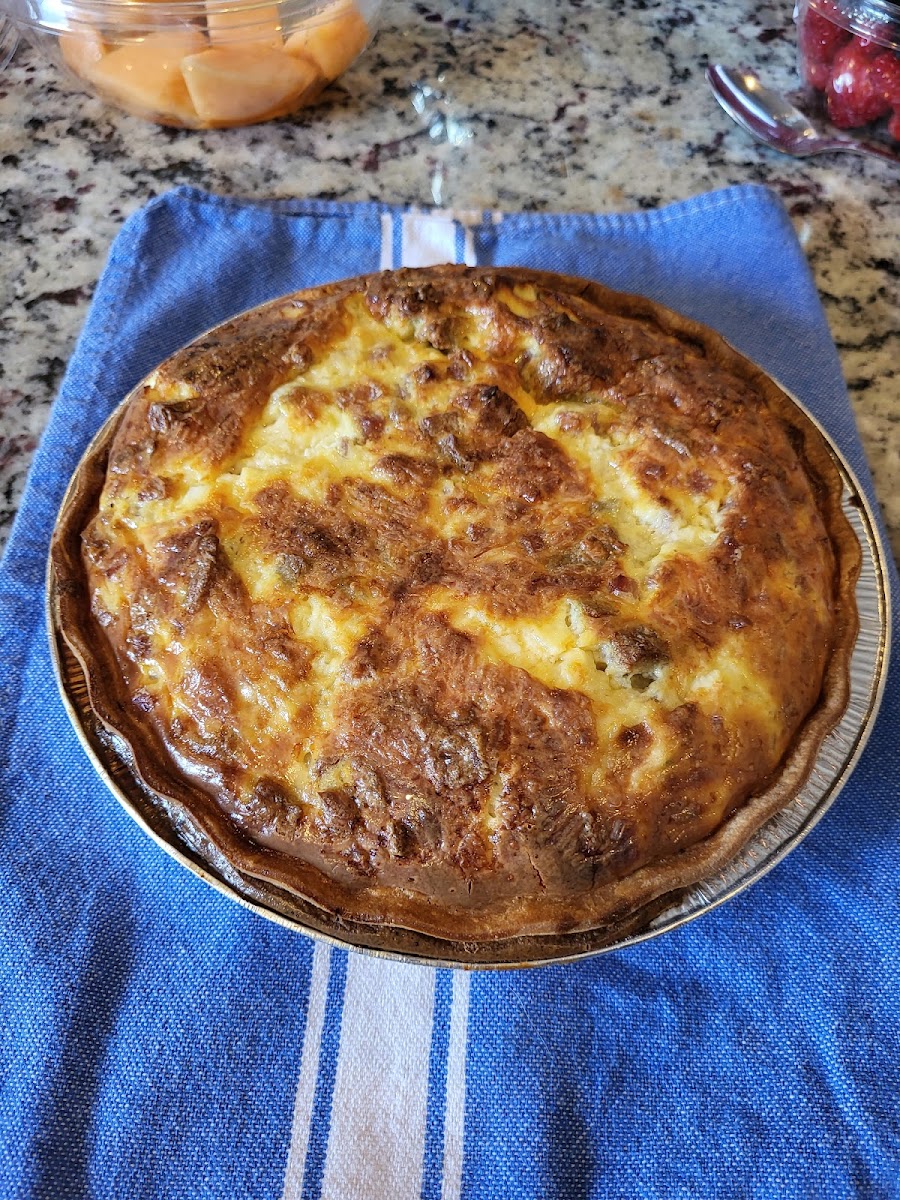 We bought a meat quiche to bake at home....SO YUMMY! Seriously want to order a half dozen frozen ones to ship home.