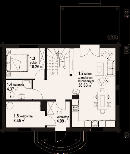 Hoczew średnia 13 dw - Rzut parteru