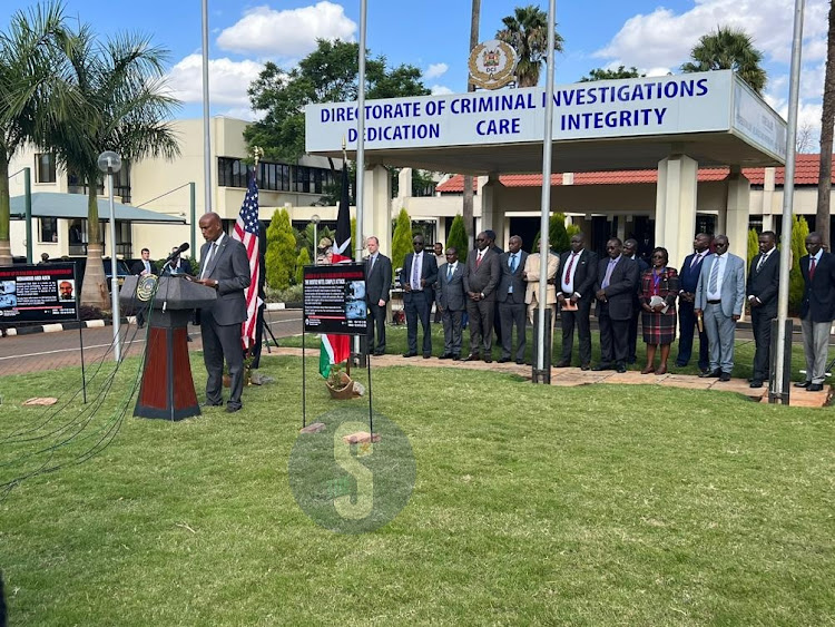 DCI director Amin Mohamed giving a speech at the DCI headquarters Nairobi on January 12, 2023.