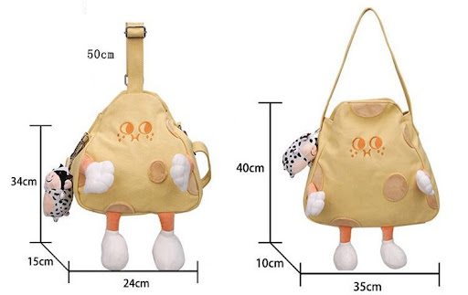 Title 1, Cute Cheese Canvas One Shoulder Student Messeng...