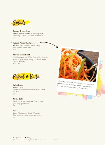 The Yellow Chilli menu 