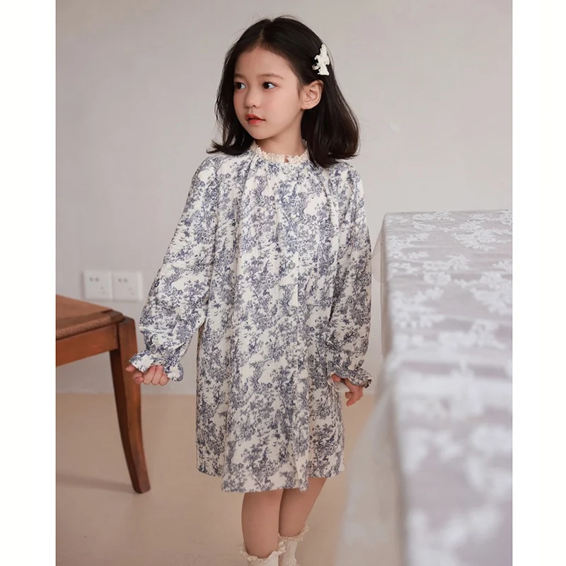 Inktverf Jurk Nieuwe Kinderen Koreaanse Stijl Pure Katoen Ademend en comfortabel, perfect voor warme dagen. Schattige zomerjurk voor kleine meisjes