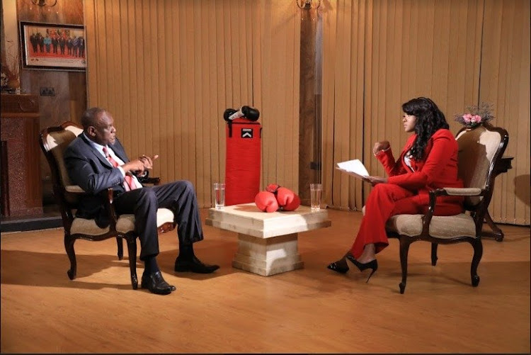 Former Jubilee Vice Chairman David Murathe during an interview with K24 TV's Anne Kiguta on July 28, 2019.