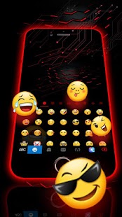 Neon 3D Red Keyboard Theme