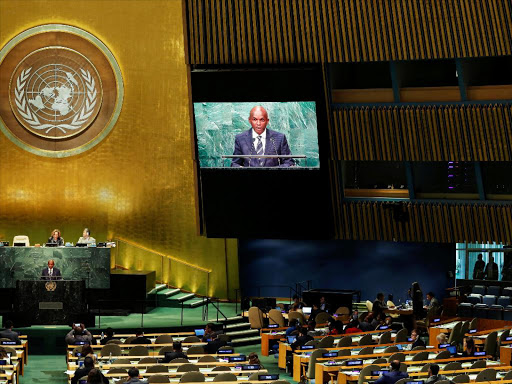 Burundi's Foreign Minister Alain Aime Nyamitwe addresses the United Nations General Assembly in the Manhattan borough of New York, US, September 24, 2016. /REUTERS