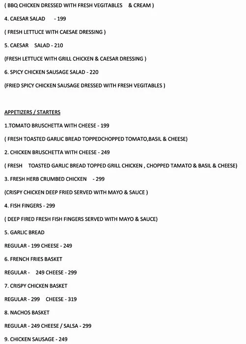 Smokie Brownie menu 