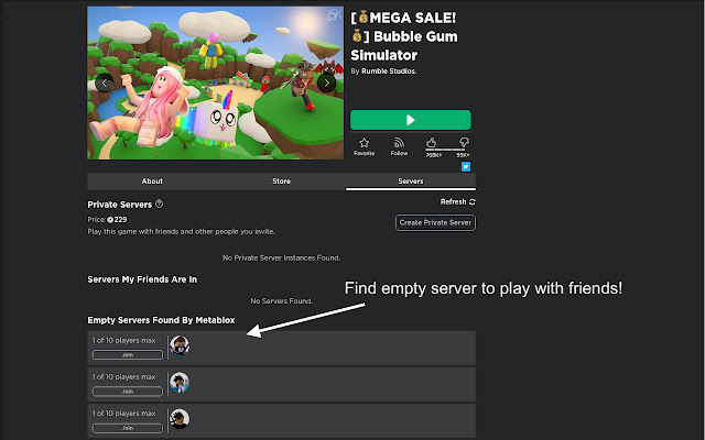 Metablox - roblox how to find empty servers